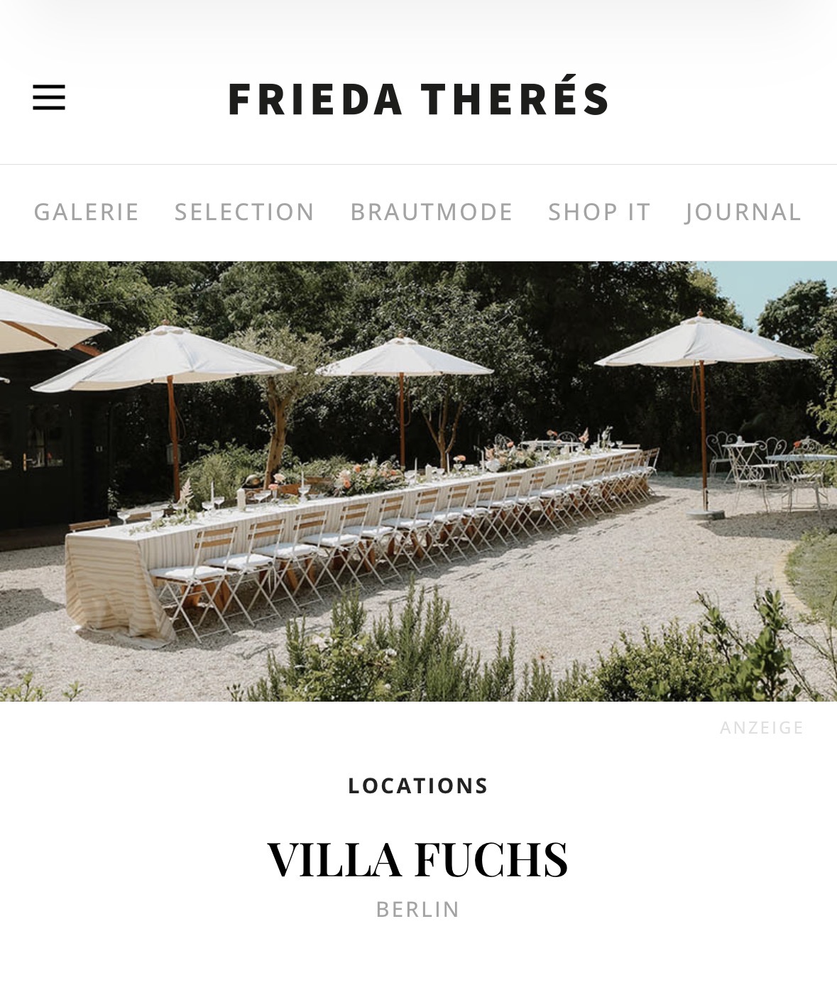Frieda Therés Selection: Villa Fuchs mit einer langen Gartentafel